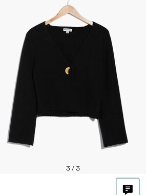 Vigoss Black Cardigan With Gold Crescent Button